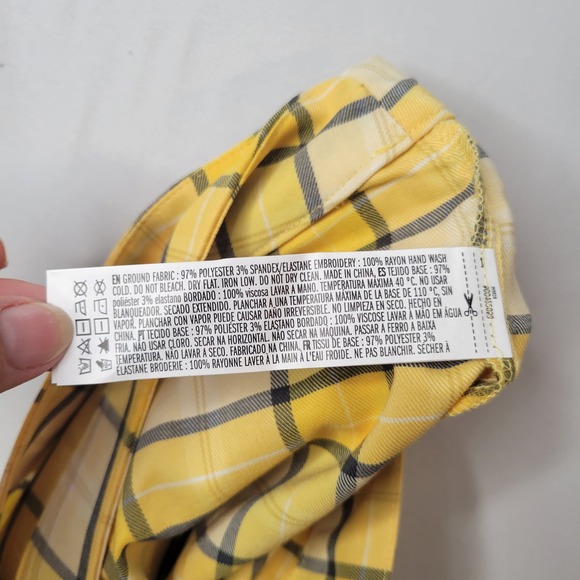 Forever 21 Women's Plaid Skirt Cherry Print Pleated Mini Yellow Plus Size 0X - Picture 8 of 12